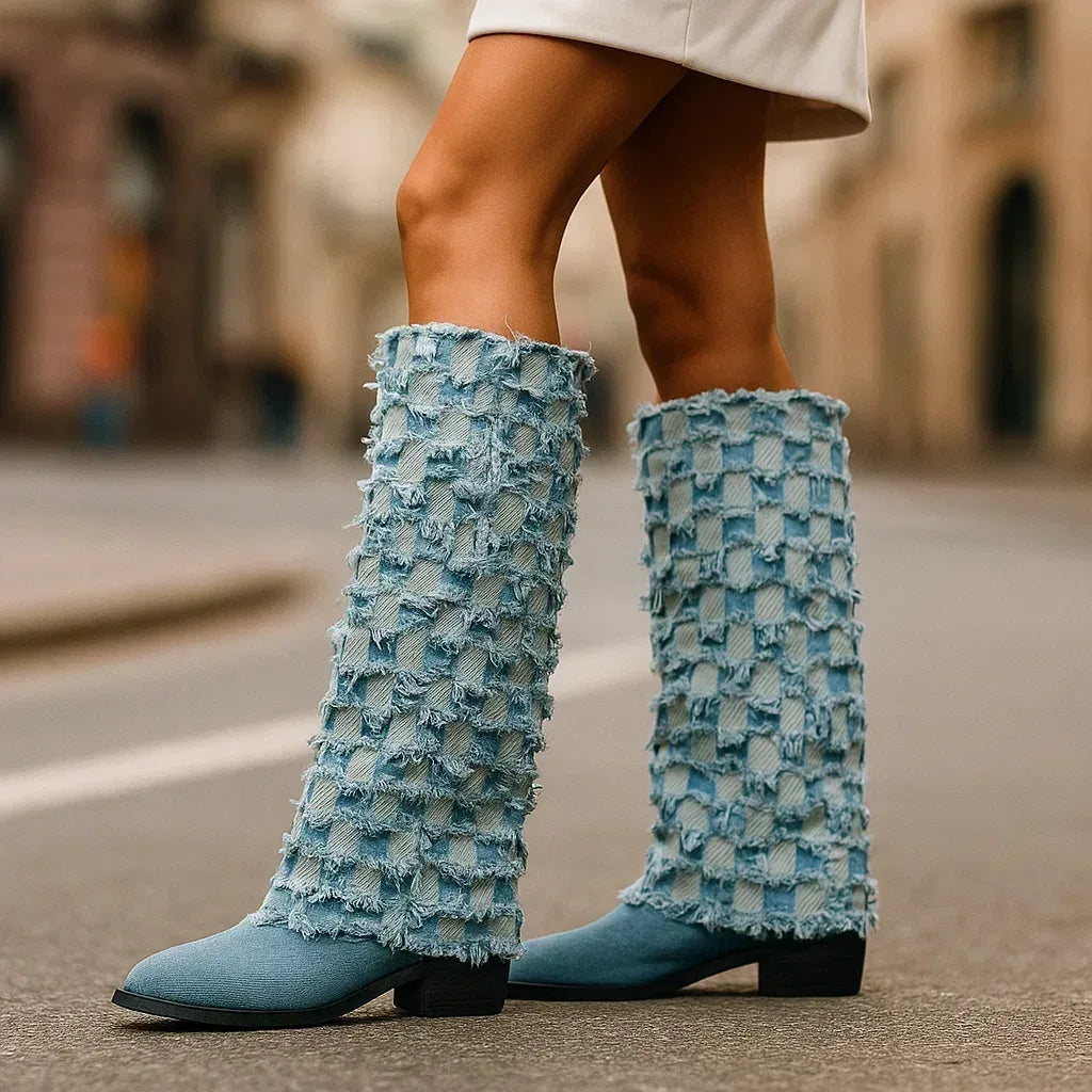 AMELIA MONTROSE DENIM HEELS - Sarah and Emma Portland