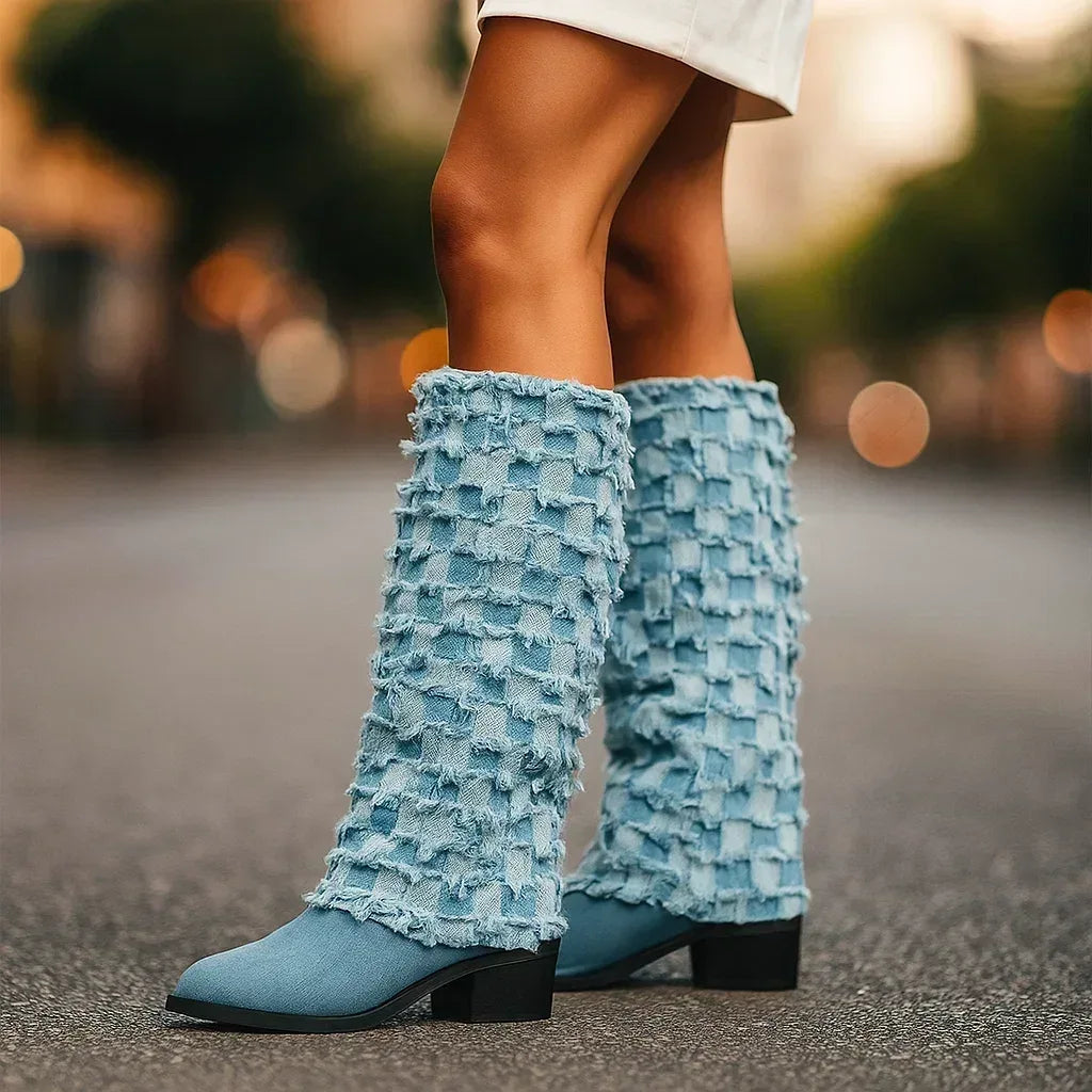 AMELIA MONTROSE DENIM HEELS - Sarah and Emma Portland