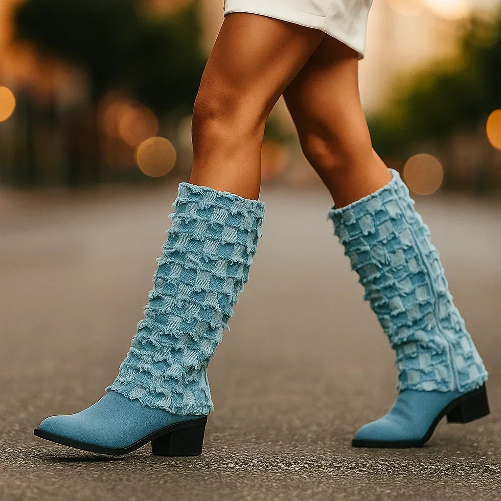 AMELIA MONTROSE DENIM HEELS - Sarah and Emma Portland