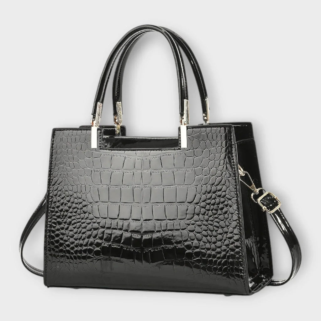 Madison - Glossy Crocodile Pattern Handbag - Sarah and Emma Portland