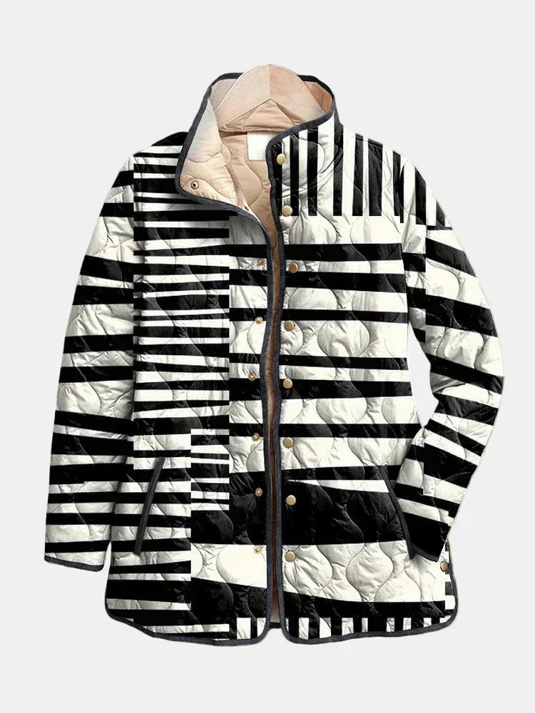 Aerieh | Black and White Abstract Quilted Jacket - Sarah and Emma Portland