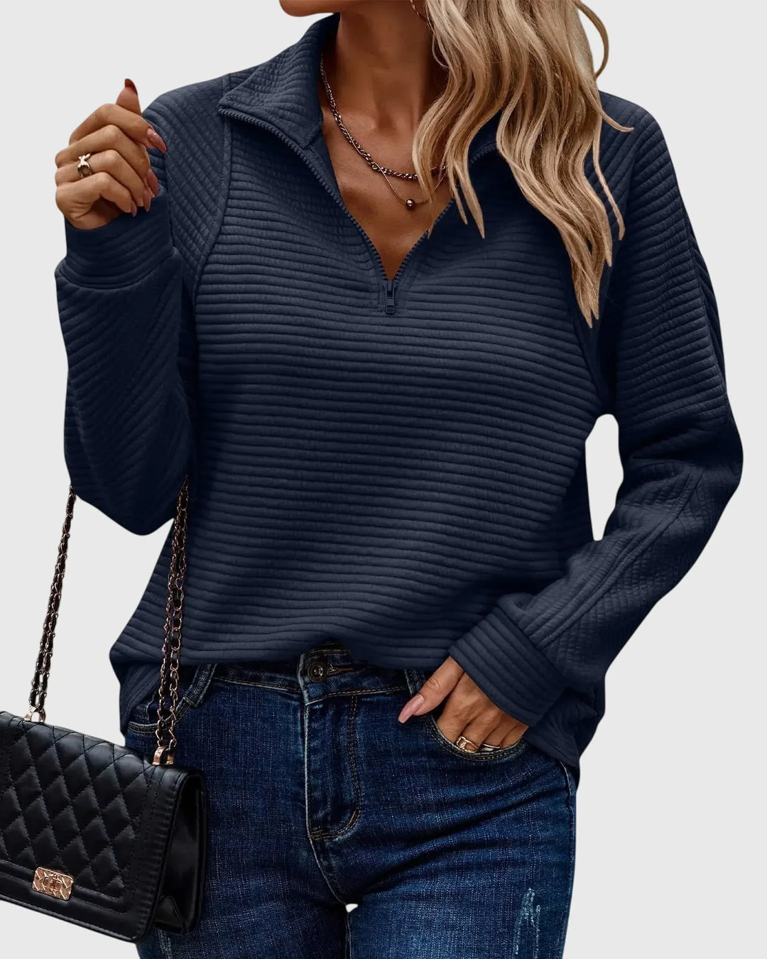 Abigail™ | Elegant Sweater with Zipper - Sarah and Emma Portland
