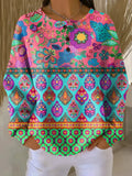Feirissa | Sweater with Ethnic Flower Stripes - Sarah and Emma Portland