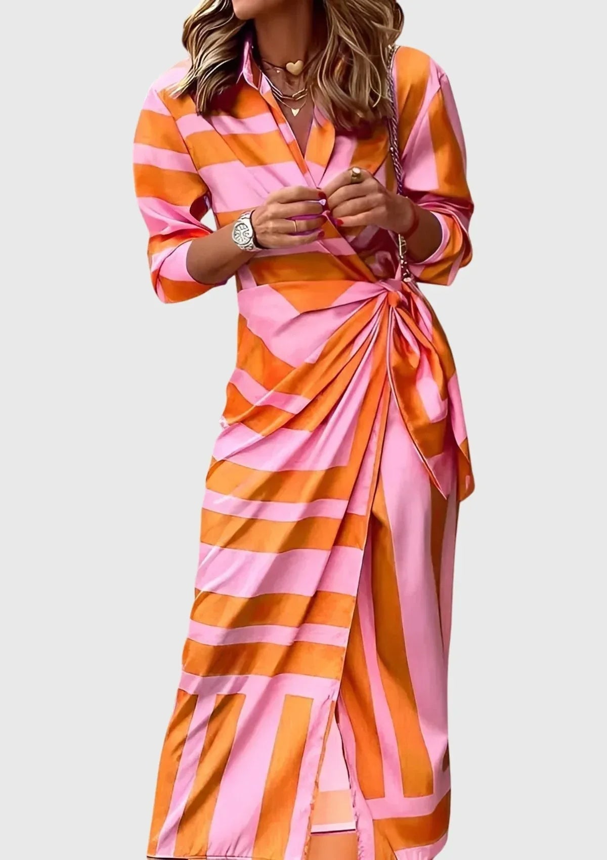 Everly™ | Elegant Wrap Dress with Print - Sarah and Emma Portland