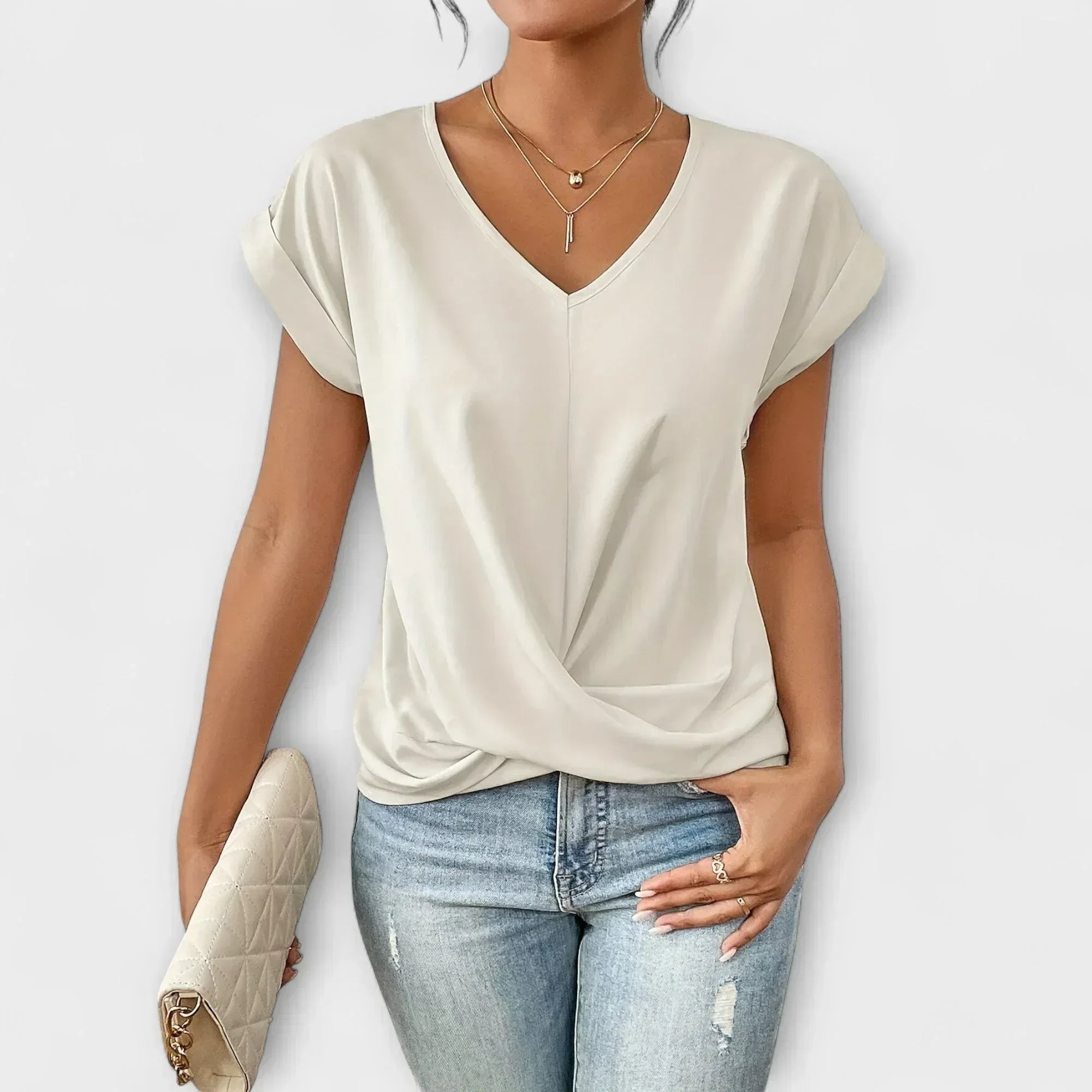 Carlinda | Elegant V-neck Top - Sarah and Emma Portland