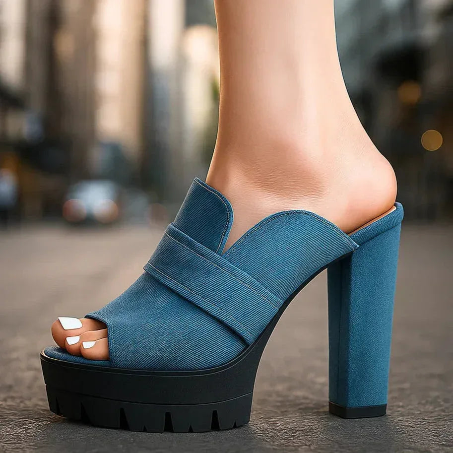 DELILAH DENIM HEELS - Sarah and Emma Portland