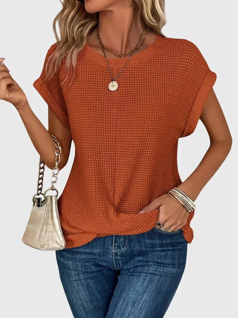 Isa™ | Elegant Blouse with Crew Neck - Sarah and Emma Portland