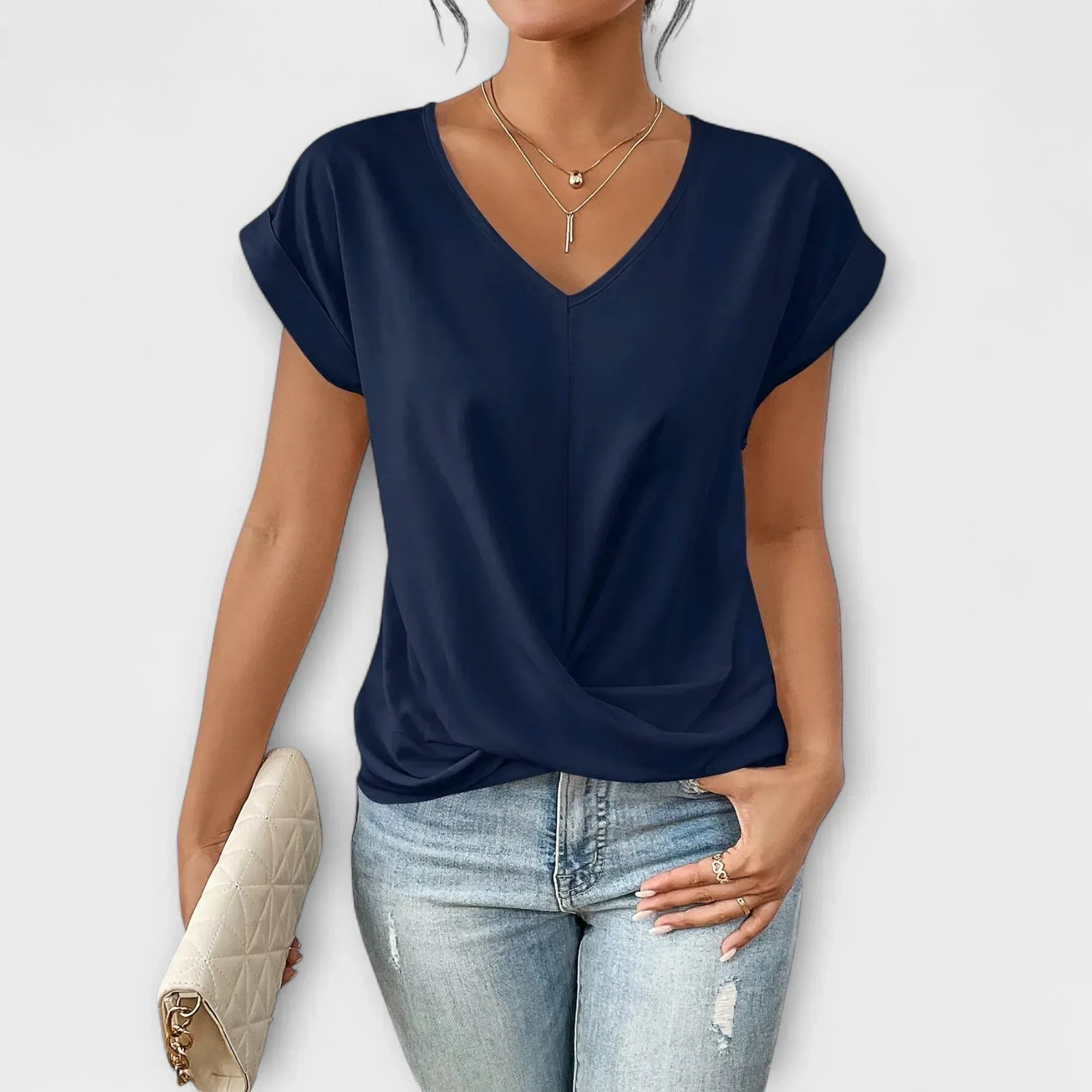 Carlinda | Elegant V-neck Top - Sarah and Emma Portland