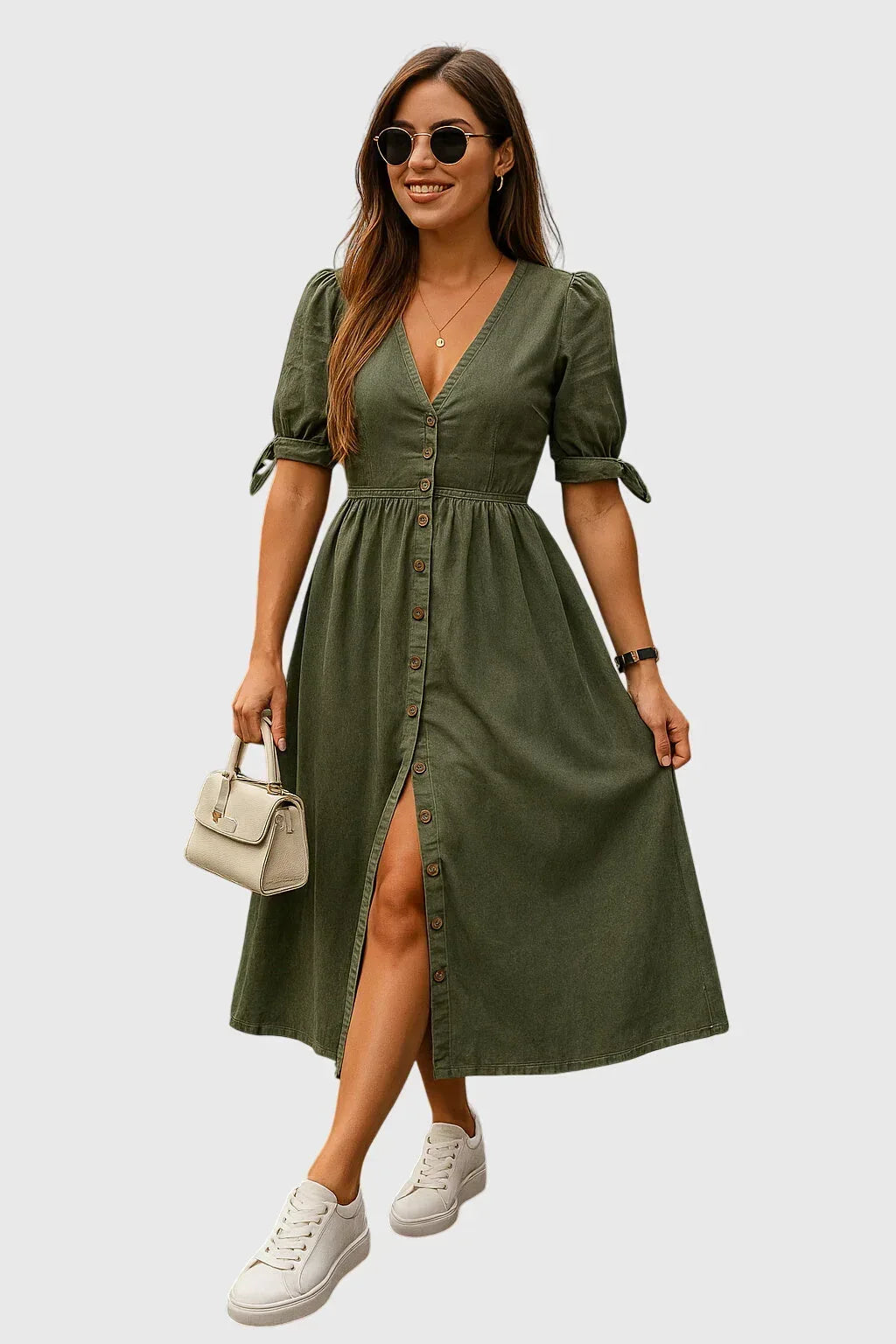 Jacqueline™ | Elegant Denim Dress - Sarah and Emma Portland