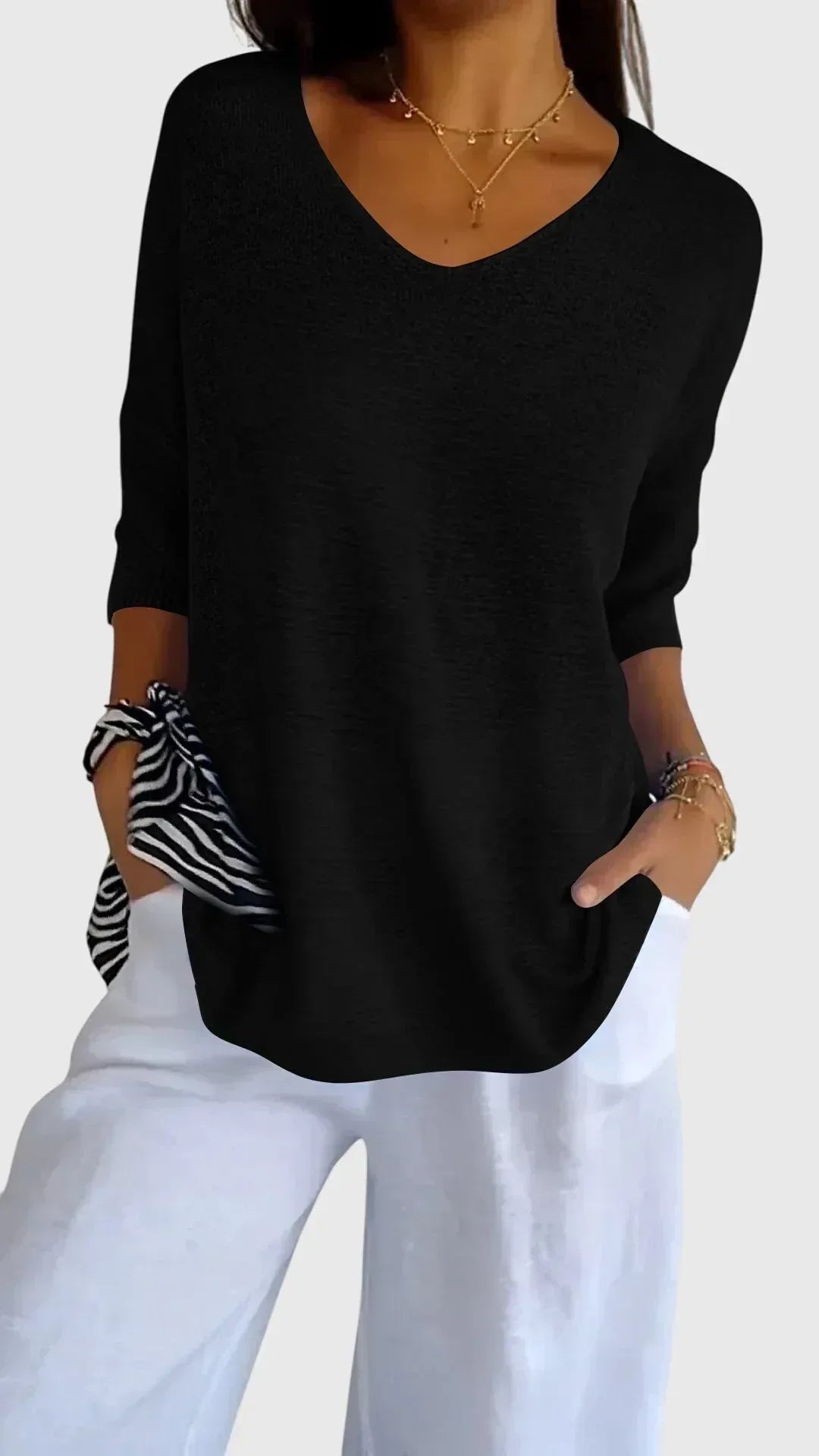 Cassandra™ | Elegant V-Neck Top - Sarah and Emma Portland