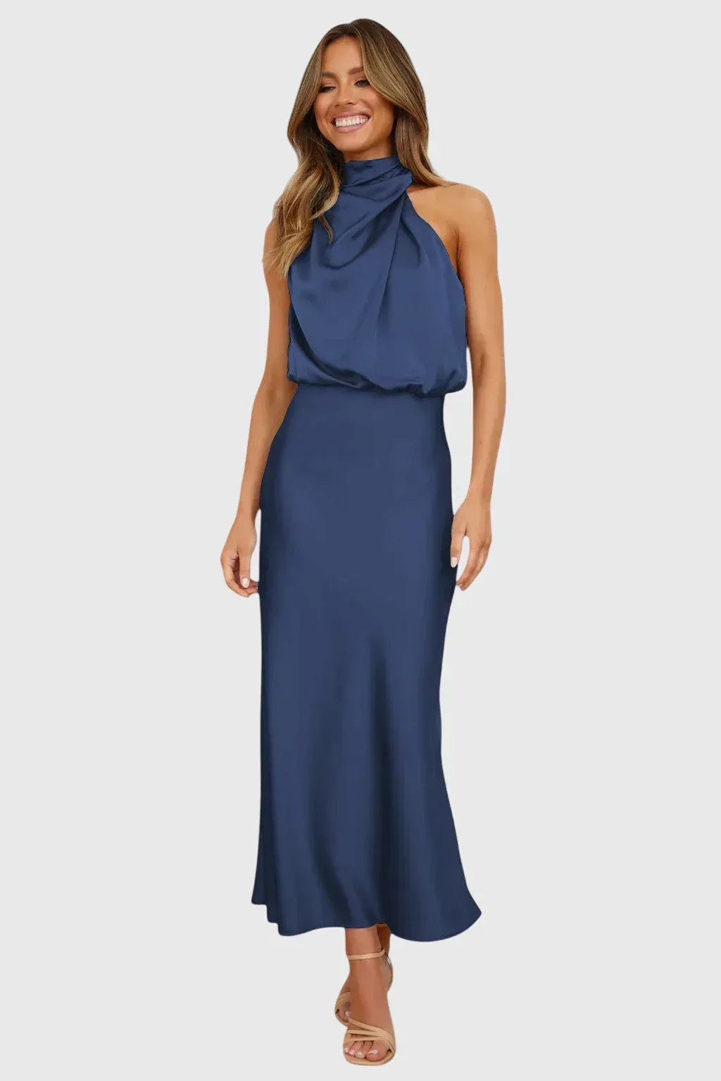 Ava™ | Glamorous Satin Halter Dress - Sarah and Emma Portland
