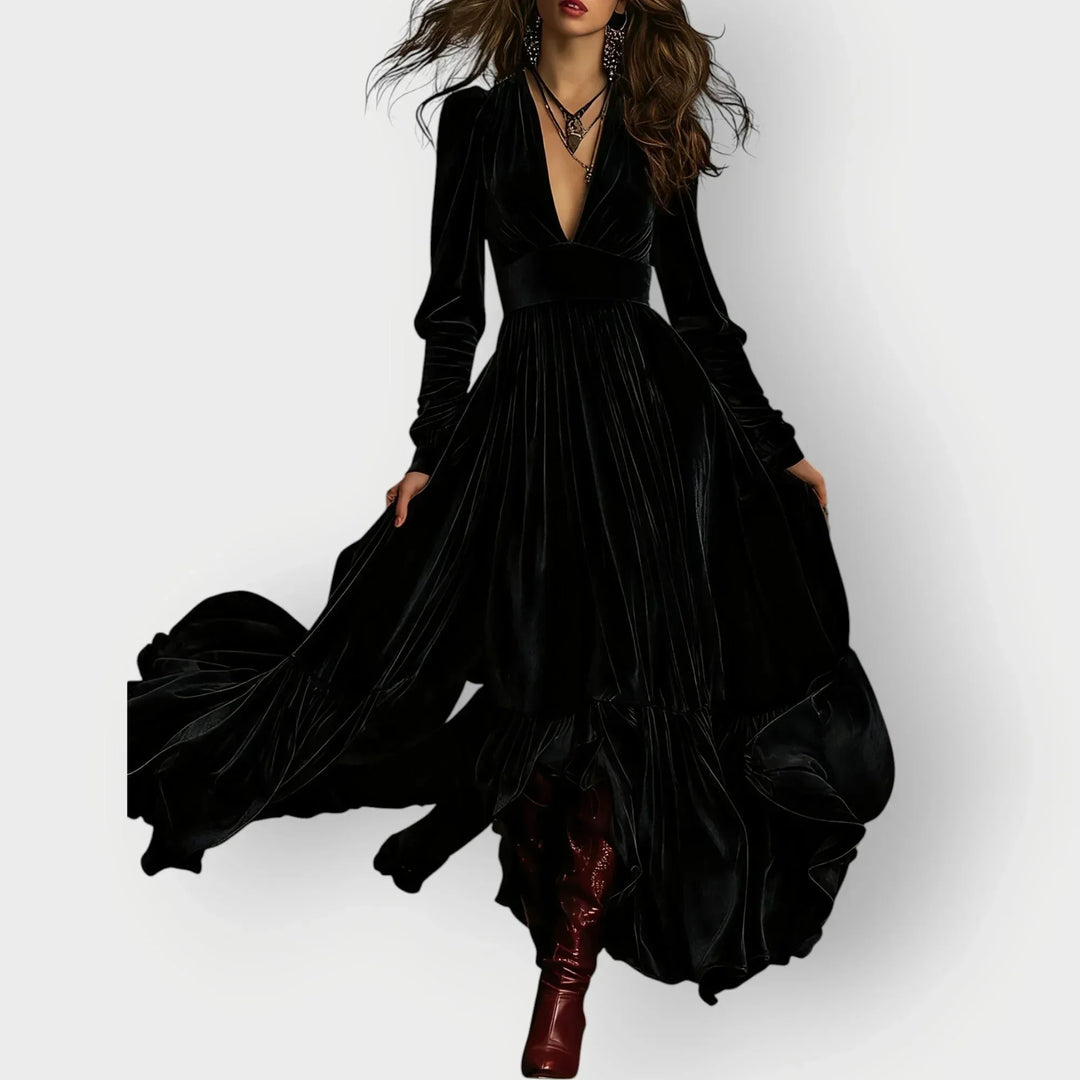 Alorae | Vintage A-Line Velvet Maxi Dress - Sarah and Emma Portland