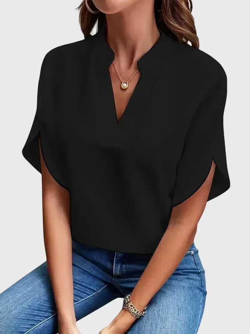 Beatrix | Soft and Elegant V-Neck Shirt - Sarah and Emma Portland