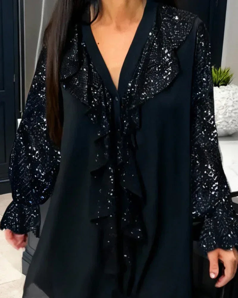 Loose Solid Color Blouses with Ruffles - Sarah and Emma Portland