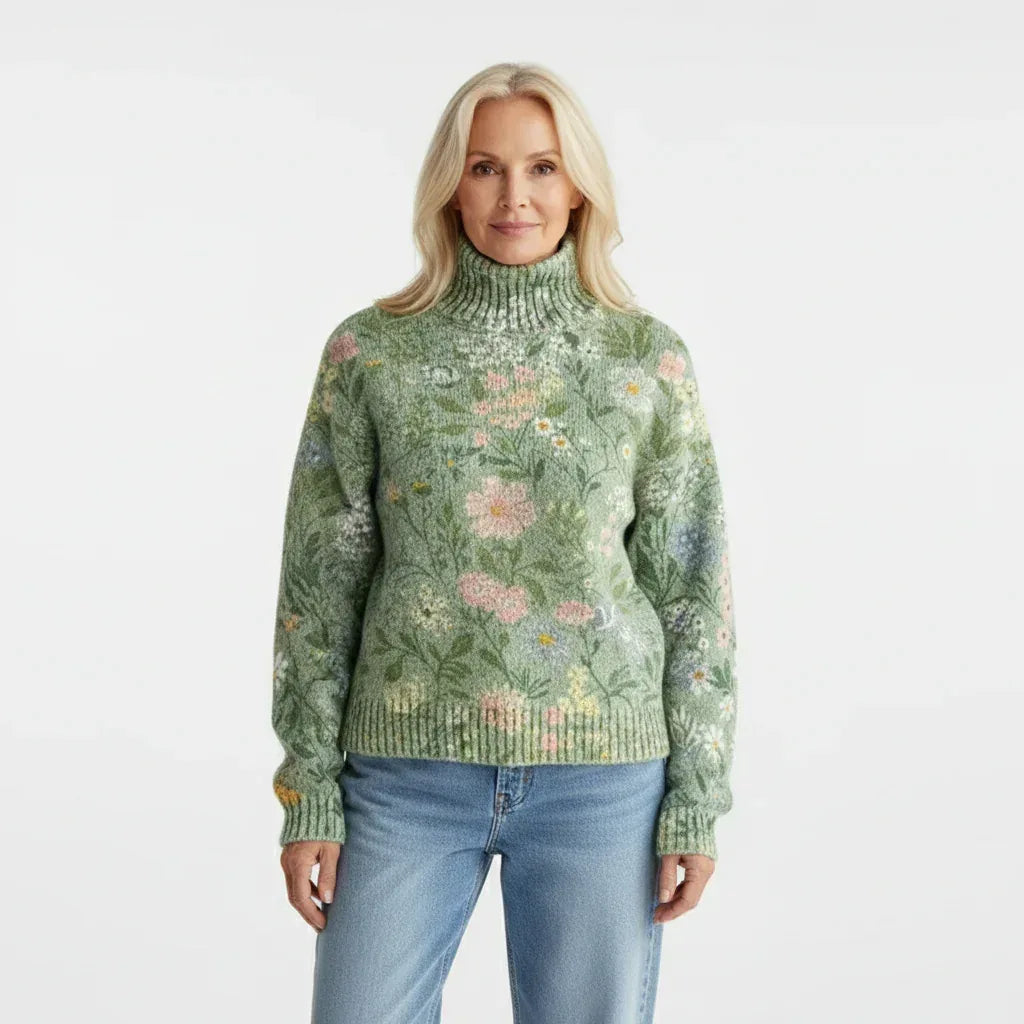 Jessie | Cozy Floral Turtleneck Sweater - Sarah and Emma Portland