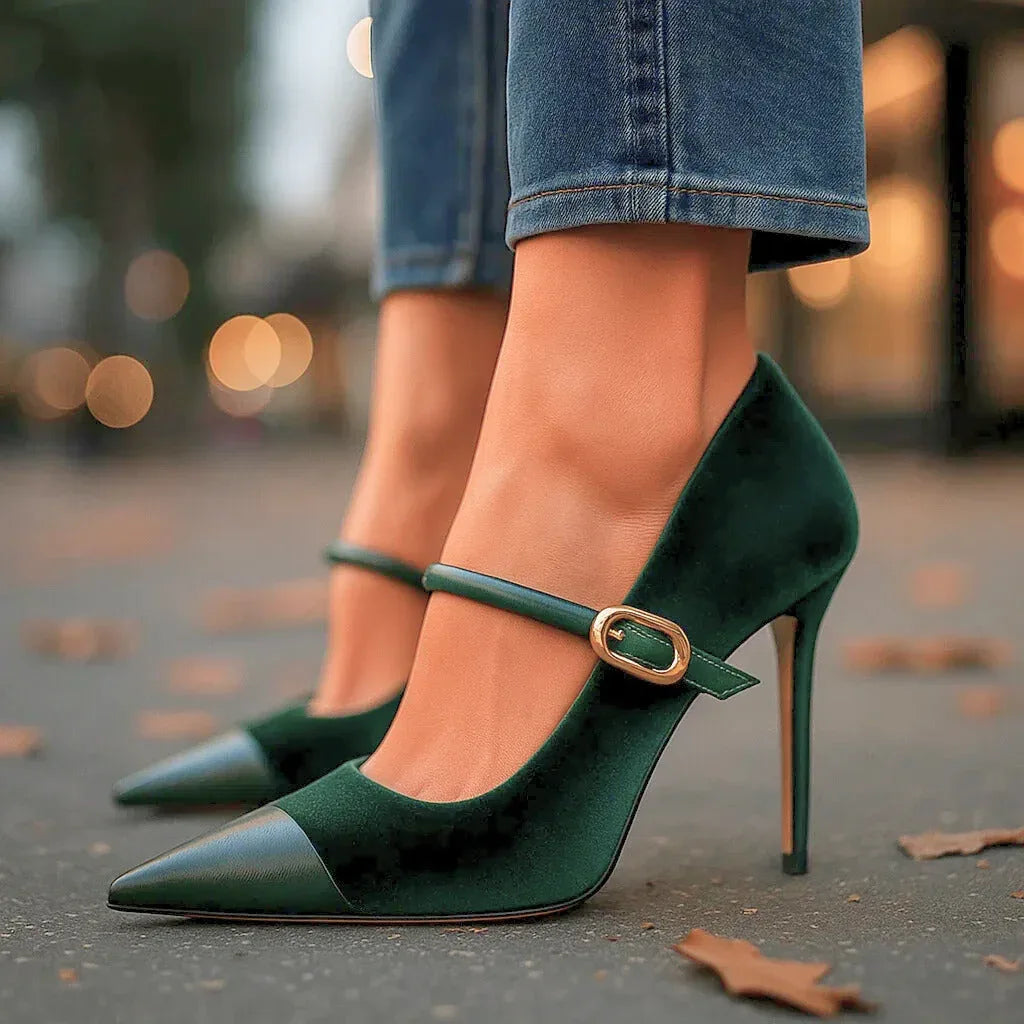 ARIETTE VELVET HEELS - Sarah and Emma Portland