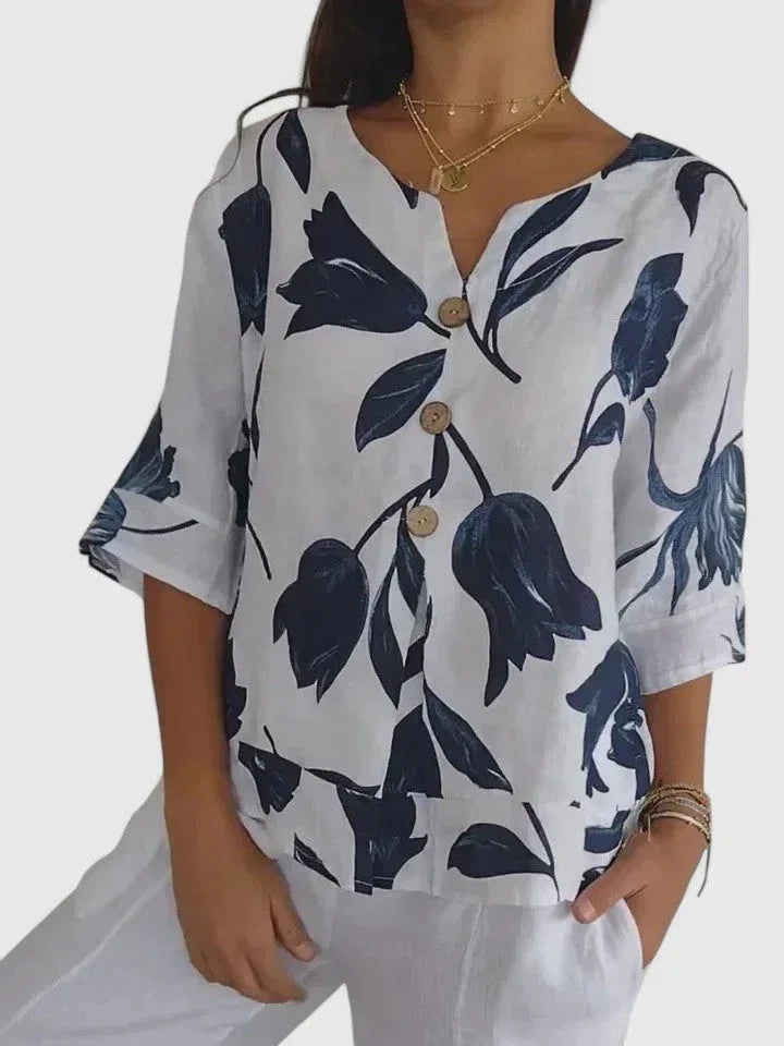 Laura | Comfortable V-Neck Blouse - Sarah and Emma Portland