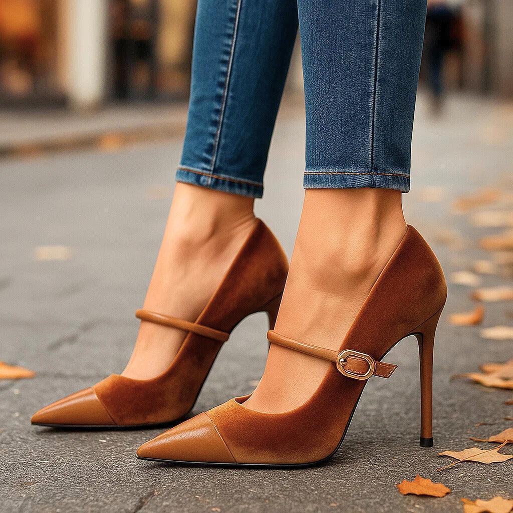 ARIETTE VELVET HEELS - Sarah and Emma Portland