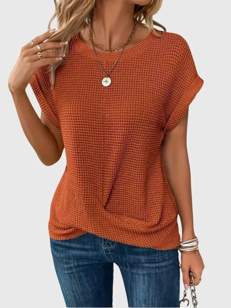 Isa™ | Elegant Blouse with Crew Neck - Sarah and Emma Portland