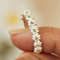 Adjustable Silver Ring with Hand-Painted Enamel Daisy - Sarah and Emma Portland