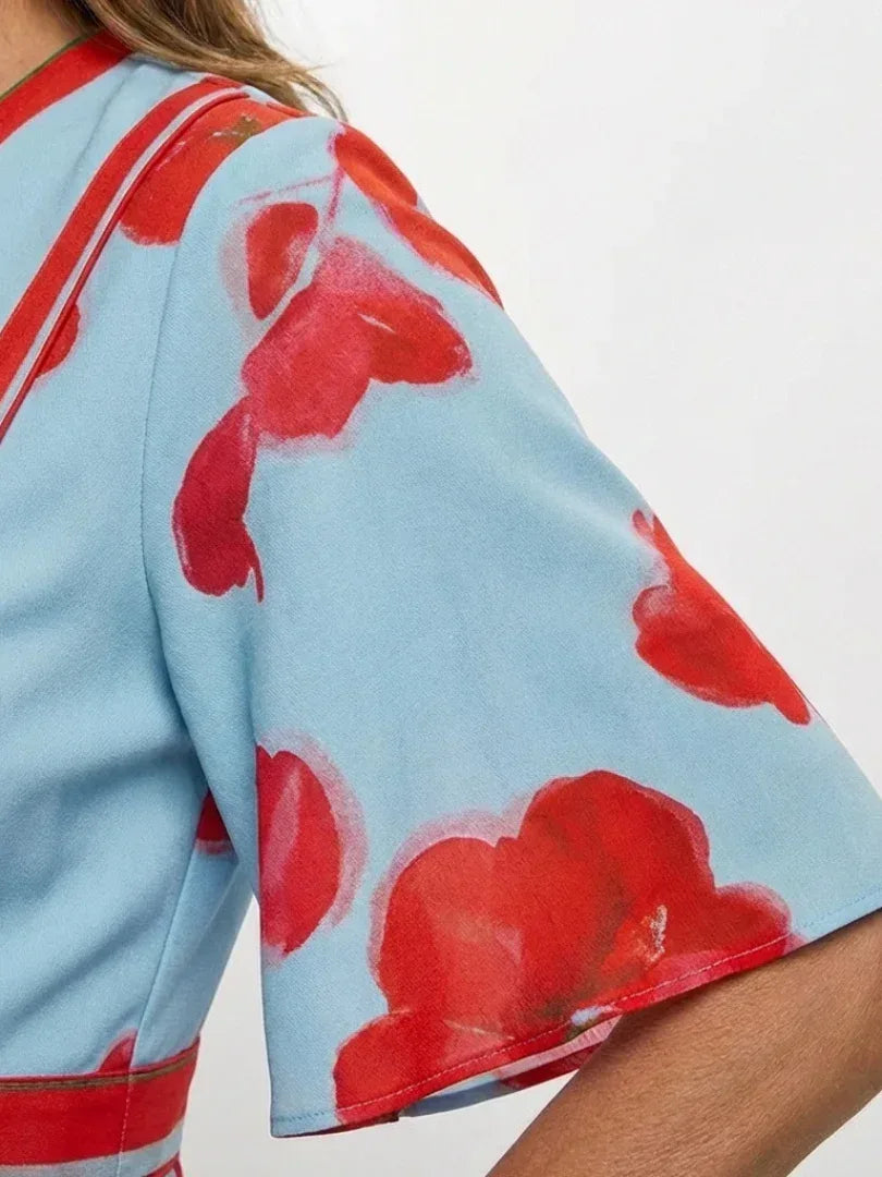Corinne | V Neck Short Sleeve Floral Maxi Dress - Sarah and Emma Portland