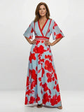 Corinne | V Neck Short Sleeve Floral Maxi Dress - Sarah and Emma Portland