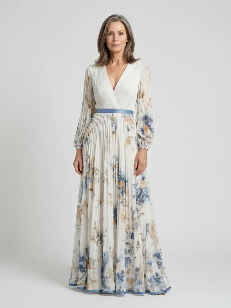 Lavinia | Long Sleeve V Neck Floral Maxi Dress - Sarah and Emma Portland