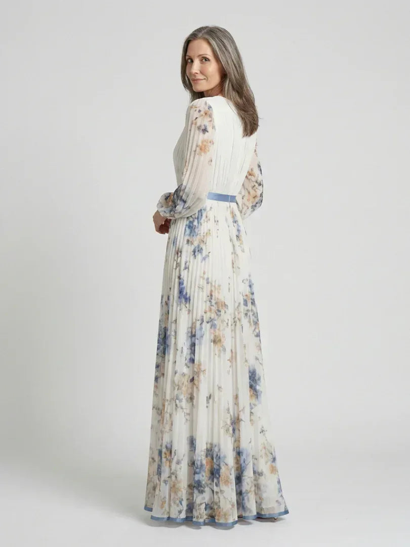 Lavinia | Long Sleeve V Neck Floral Maxi Dress - Sarah and Emma Portland