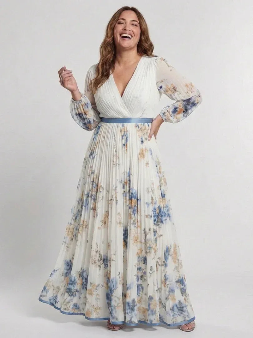 Lavinia | Long Sleeve V Neck Floral Maxi Dress - Sarah and Emma Portland