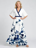 Eliza | V Neck Short Sleeve Floral Maxi Dress - Sarah and Emma Portland