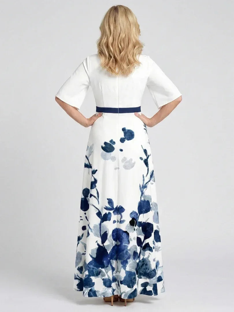 Eliza | V Neck Short Sleeve Floral Maxi Dress - Sarah and Emma Portland