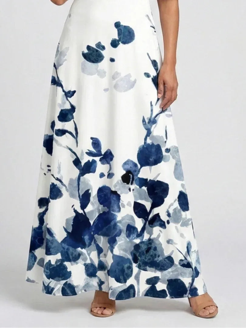 Eliza | V Neck Short Sleeve Floral Maxi Dress - Sarah and Emma Portland