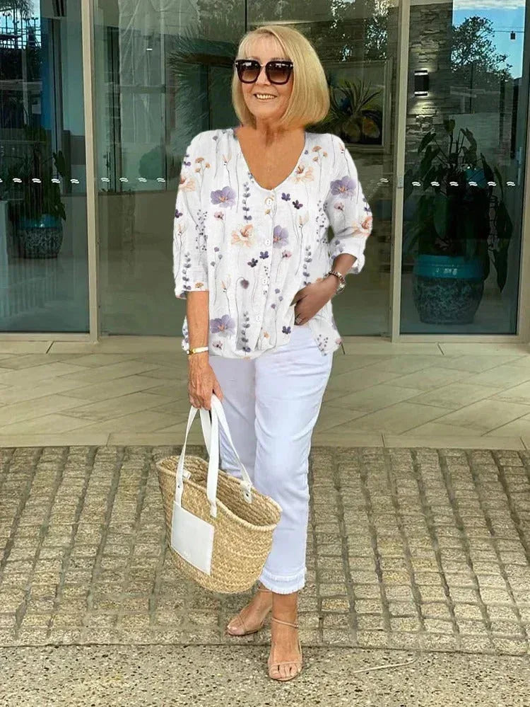 Joanne | Printed Button Tunic Top - Sarah and Emma Portland