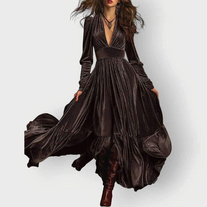 Alorae | Vintage A-Line Velvet Maxi Dress - Sarah and Emma Portland