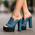 DELILAH DENIM HEELS - Sarah and Emma Portland