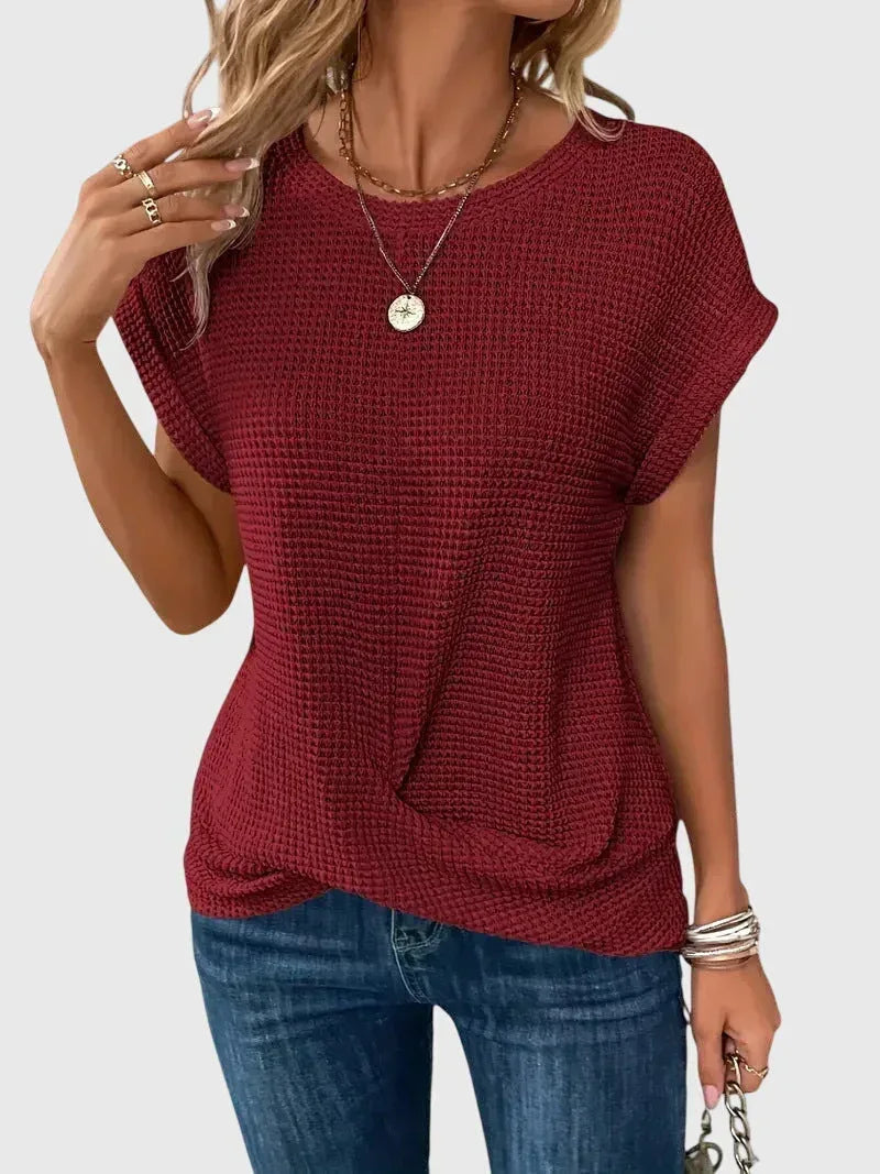 Isa™ | Elegant Blouse with Crew Neck - Sarah and Emma Portland