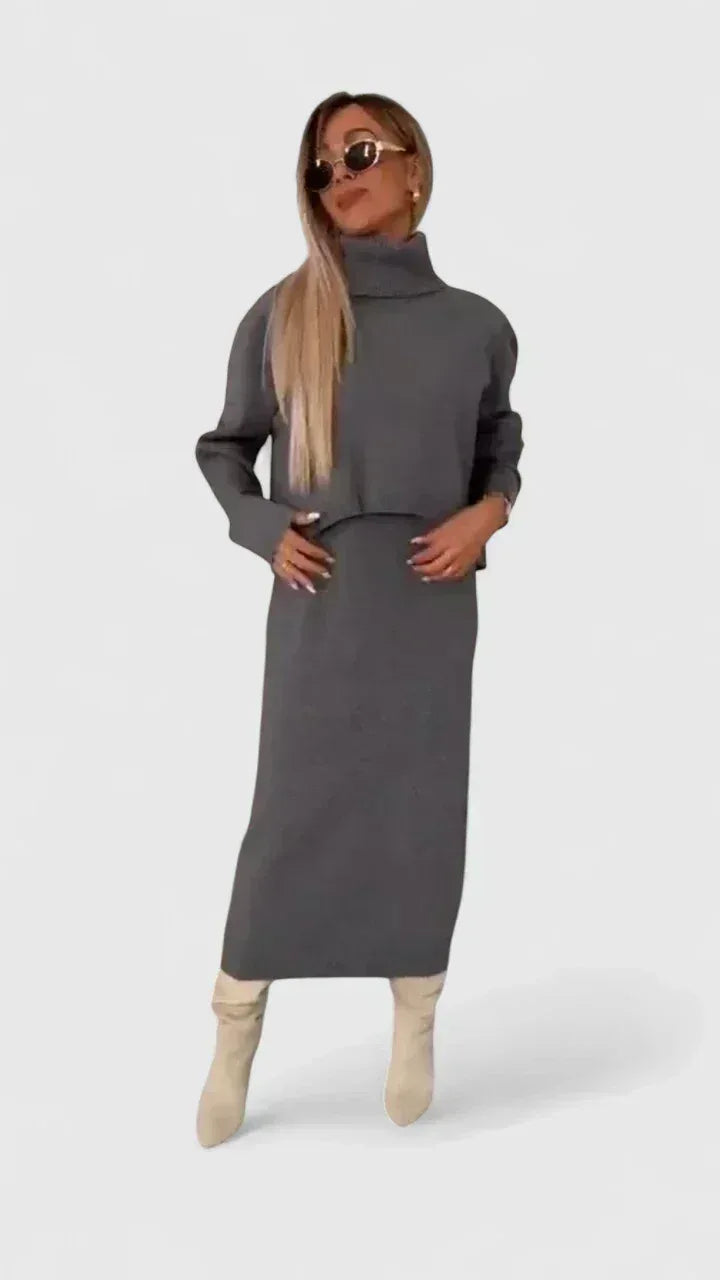 Chrystahl | Elegant Dress and Turtle Neck Sweater Set - Sarah and Emma Portland