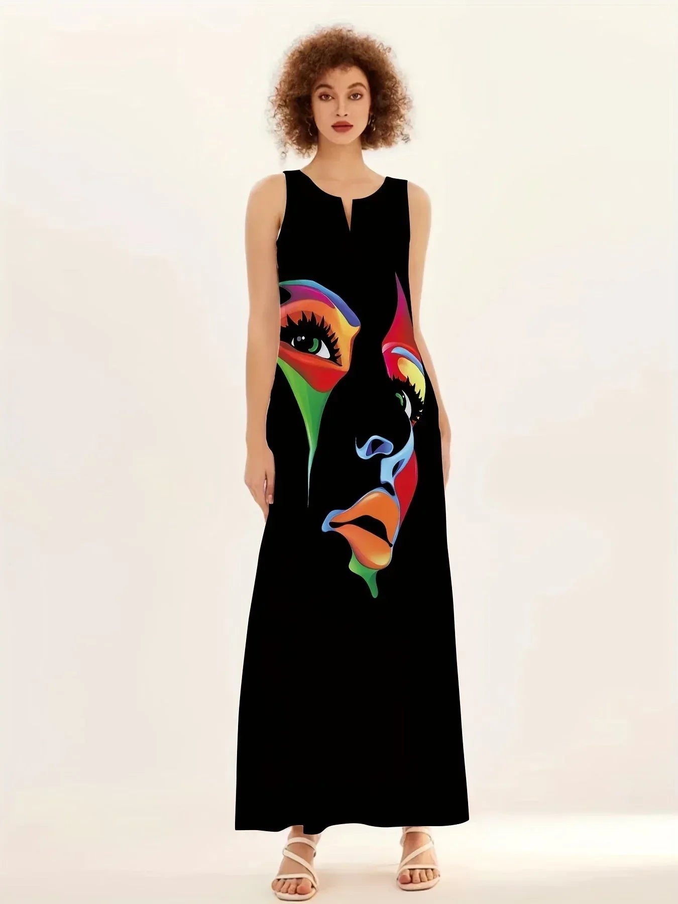 Magnolia | Abstract Face Maxi Dress - Sarah and Emma Portland