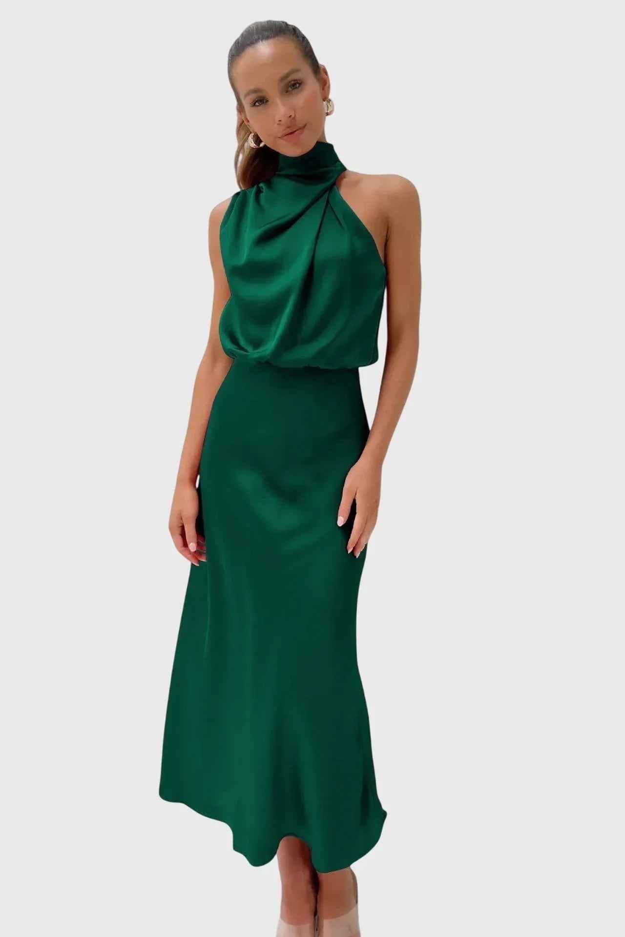Ava™ | Glamorous Satin Halter Dress - Sarah and Emma Portland