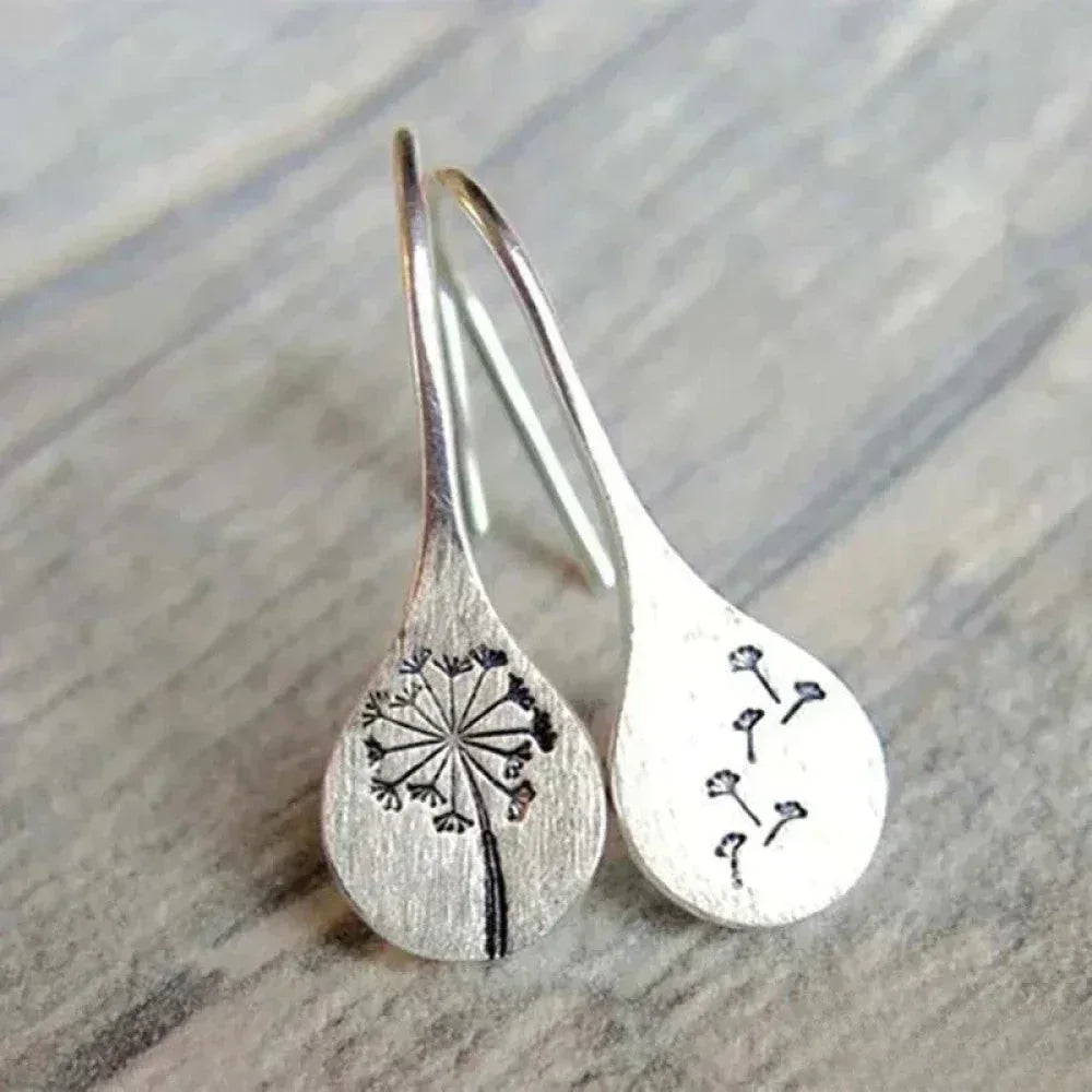 Elegant Silver Earrings in Dandelion Leaf Design - Sarah and Emma Portland