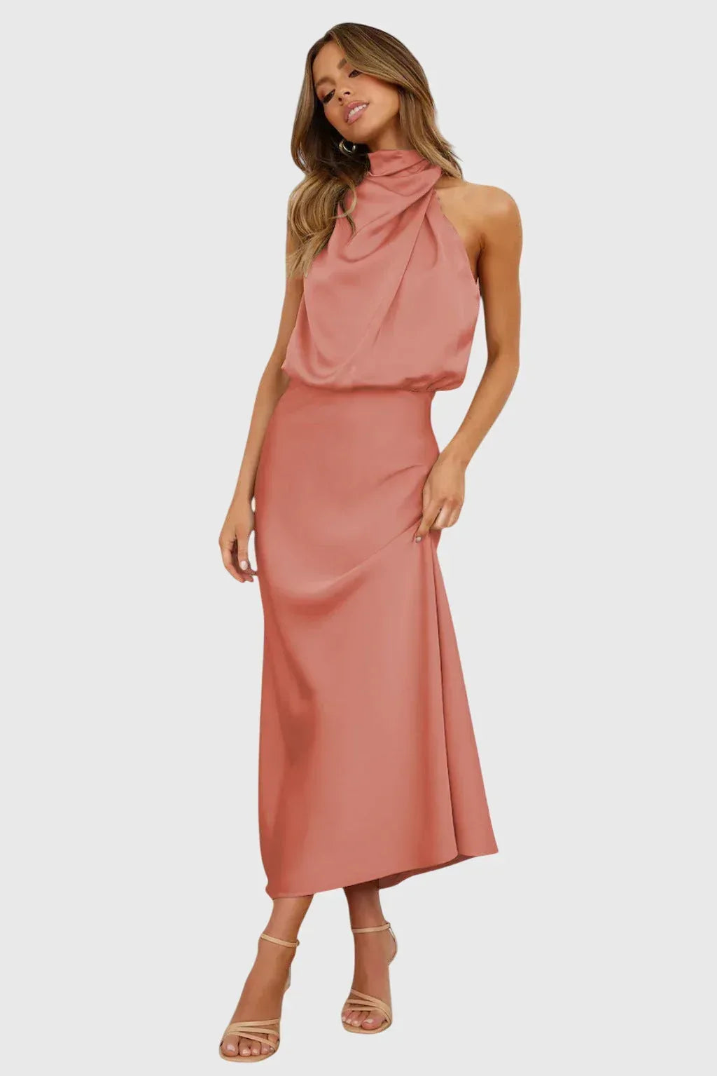 Ava™ | Glamorous Satin Halter Dress - Sarah and Emma Portland