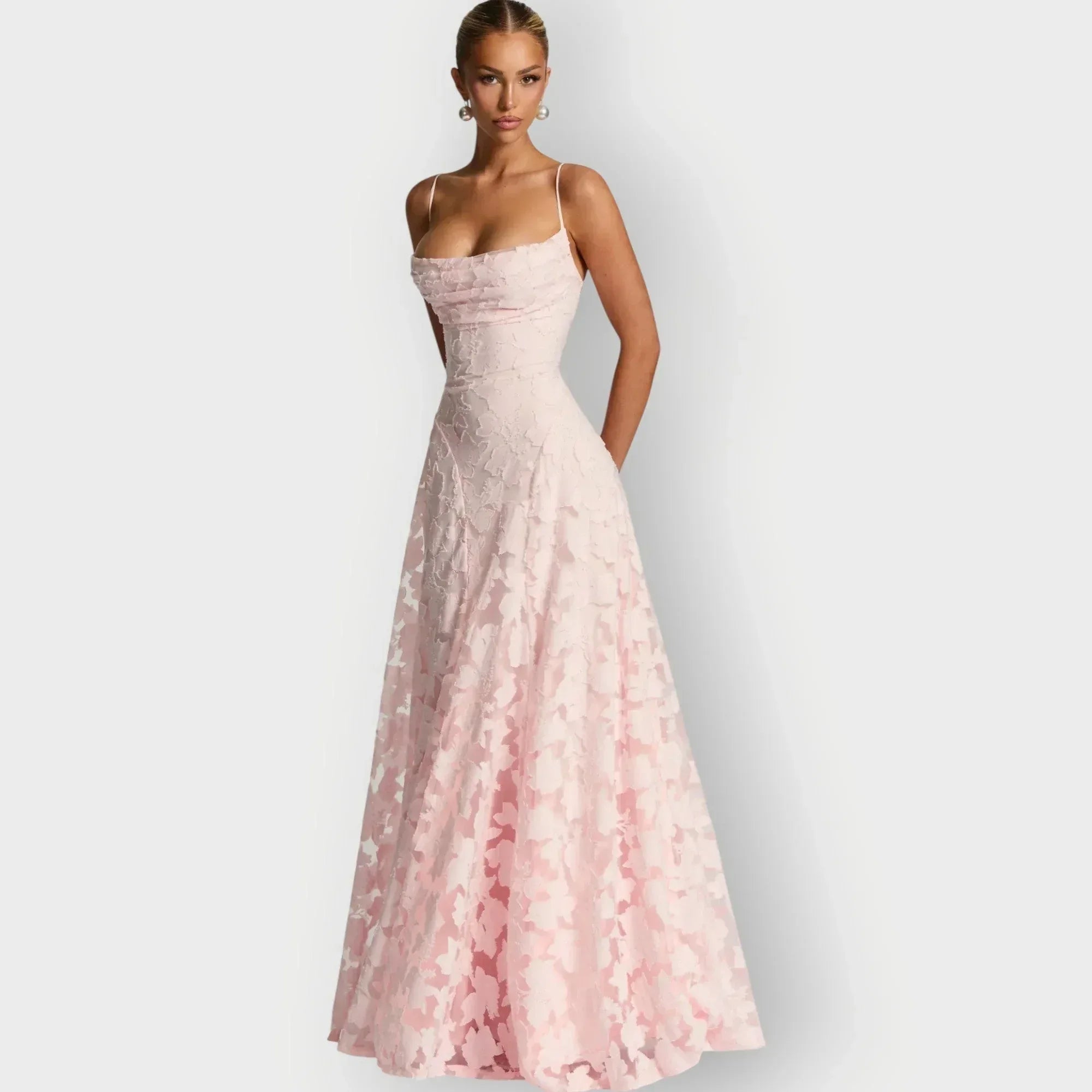 Maevira | Elegant Strapless Floral Evening Velvet Gown - Sarah and Emma Portland