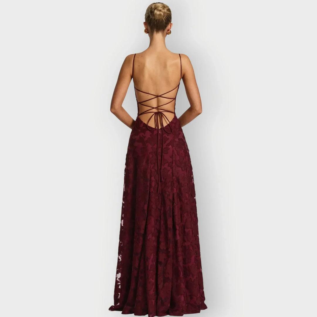 Maevira | Elegant Strapless Floral Evening Velvet Gown - Sarah and Emma Portland