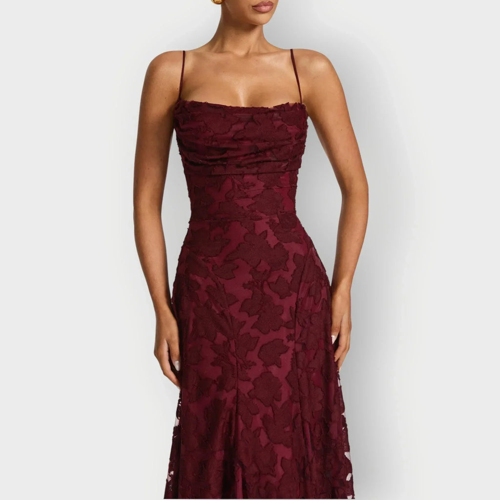 Maevira | Elegant Strapless Floral Evening Velvet Gown - Sarah and Emma Portland