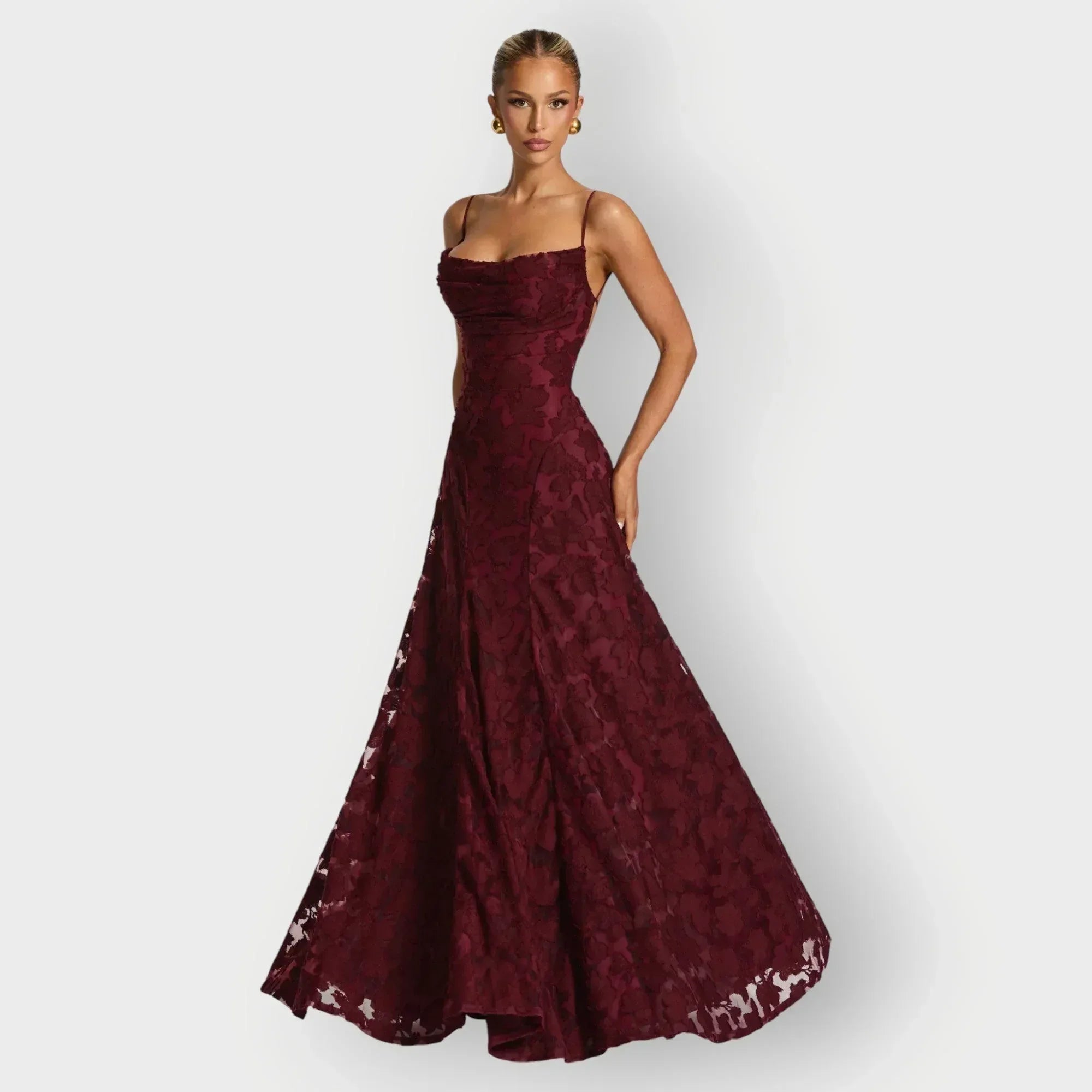 Maevira | Elegant Strapless Floral Evening Velvet Gown - Sarah and Emma Portland