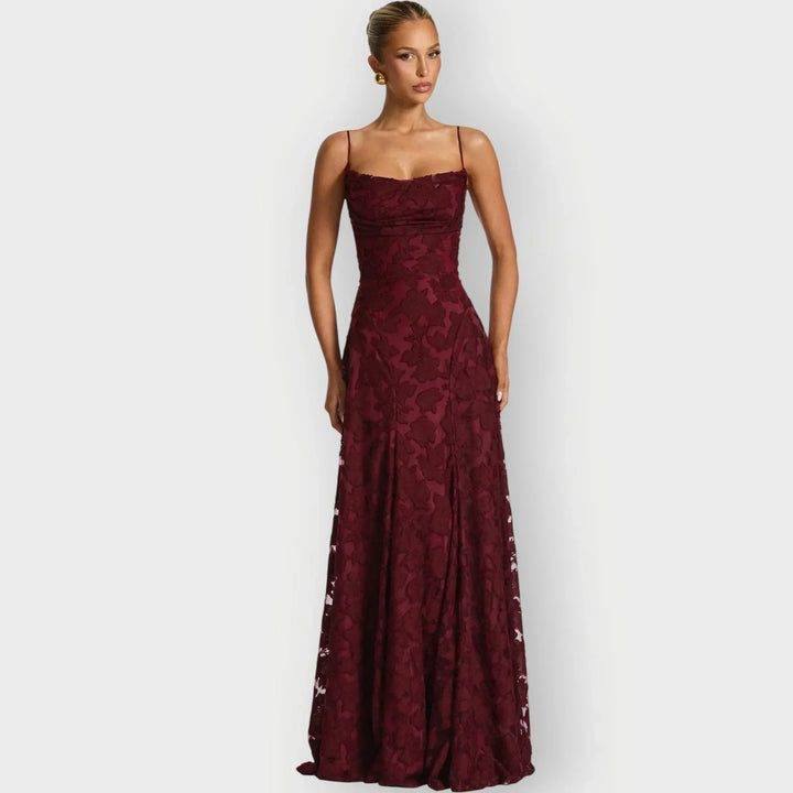 Maevira | Elegant Strapless Floral Evening Velvet Gown - Sarah and Emma Portland