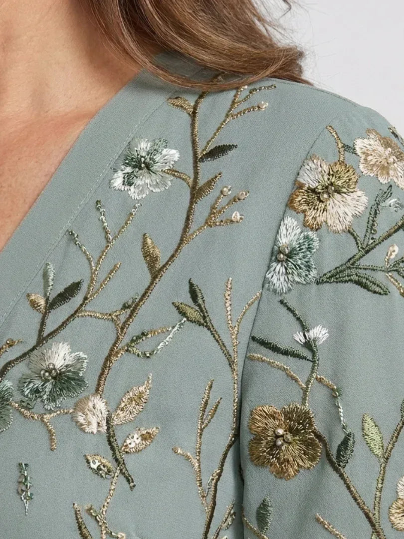 Evadne | Embroidered V Neck Maxi Dress - Sarah and Emma Portland