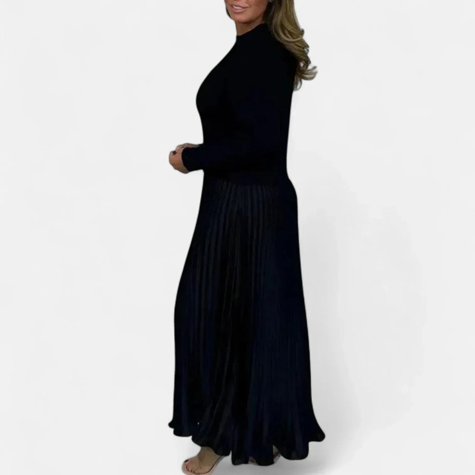 Caelynnah | Elegant Maxi Dress with Sweater & Pleated Skirt - Sarah and Emma Portland