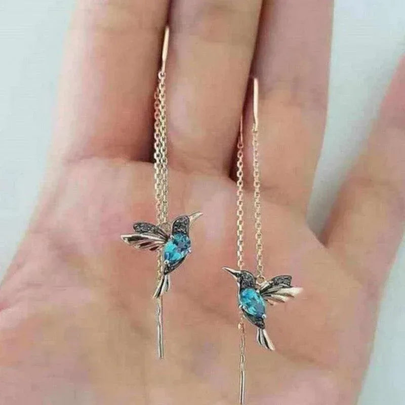 Hummingbird Earrings with Enamel and Zirconia - Sarah and Emma Portland