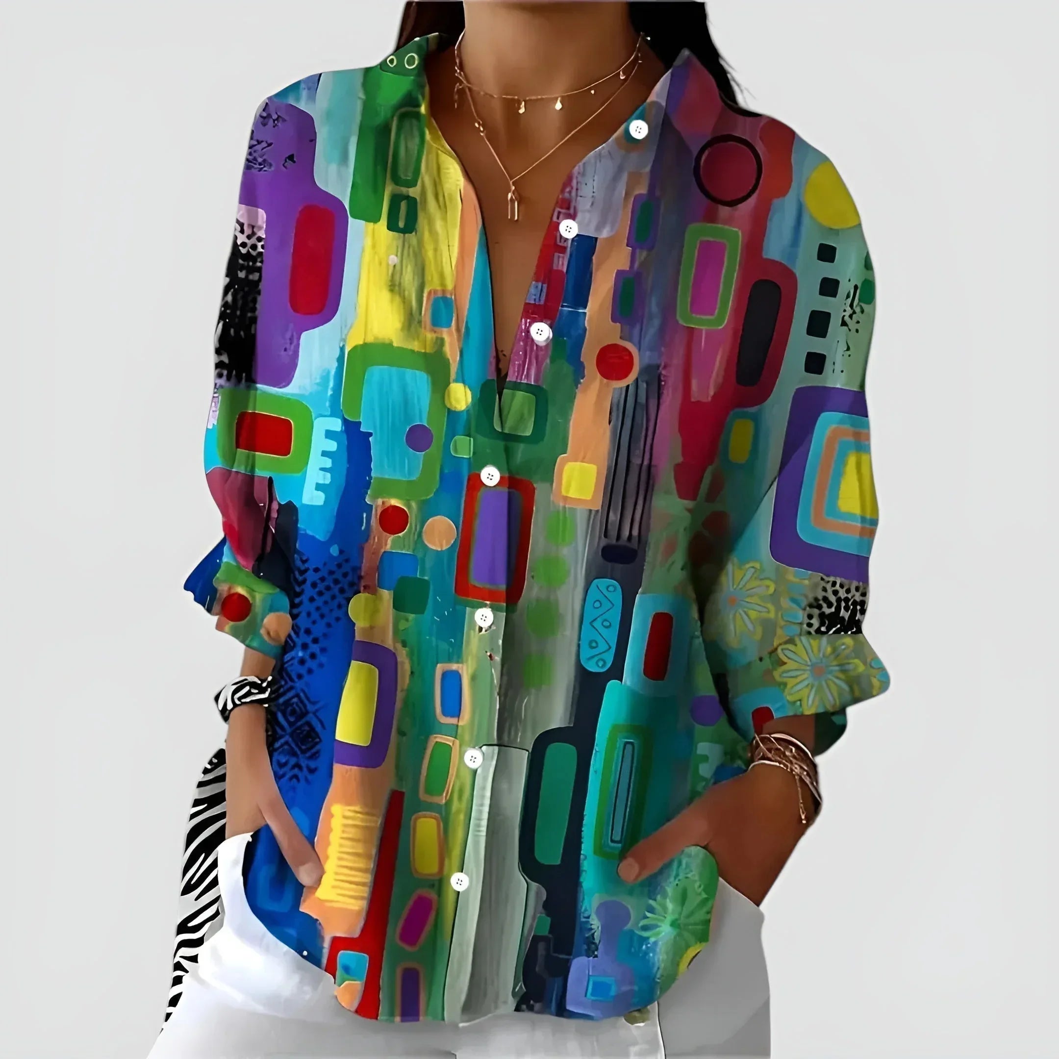 Ava™ blouse with geometric pattern - Sarah and Emma Portland